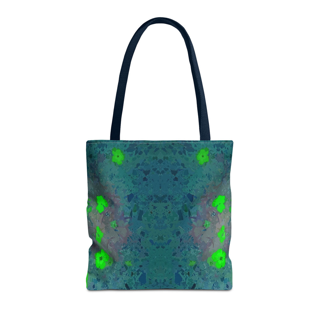Teal Kaleidoscope Tote Bag — Abstract Green Floral All-Over Print