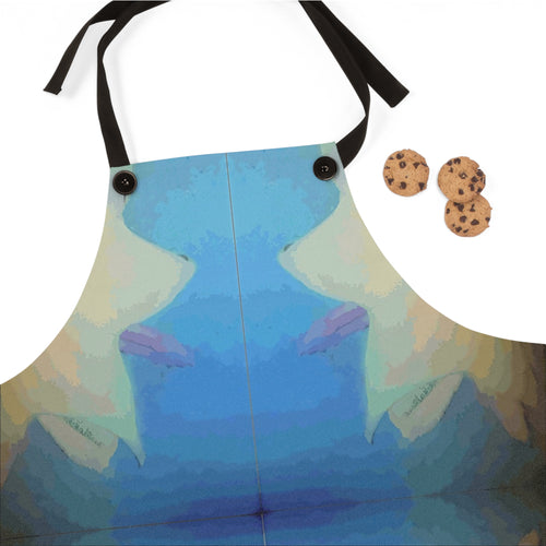Abstract Blue Floral Apron – Symmetrical Watercolor Kitchen Apron
