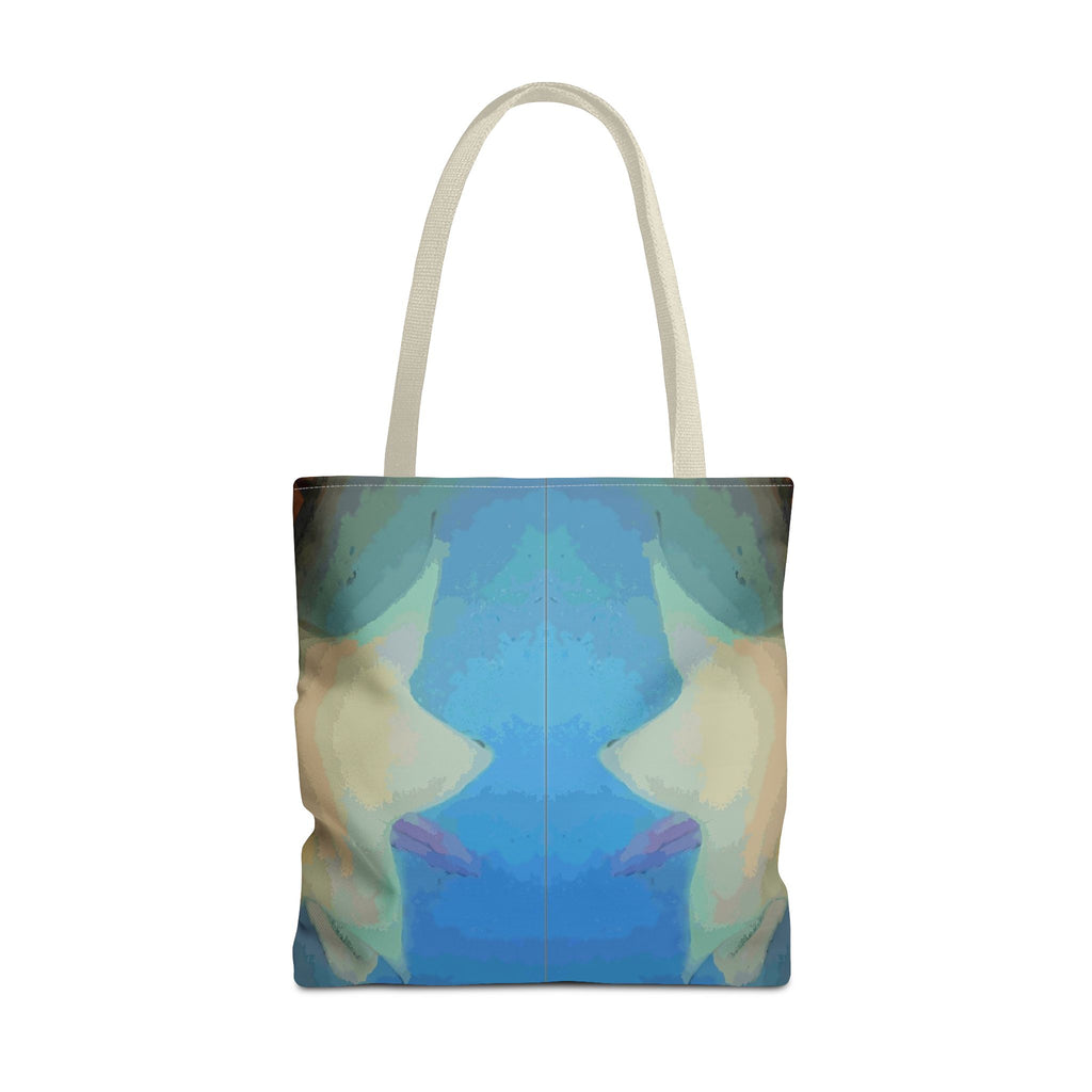 Abstract Blue Mirror Tote Bag – Artistic All-Over Print Beach & Everyday Tote