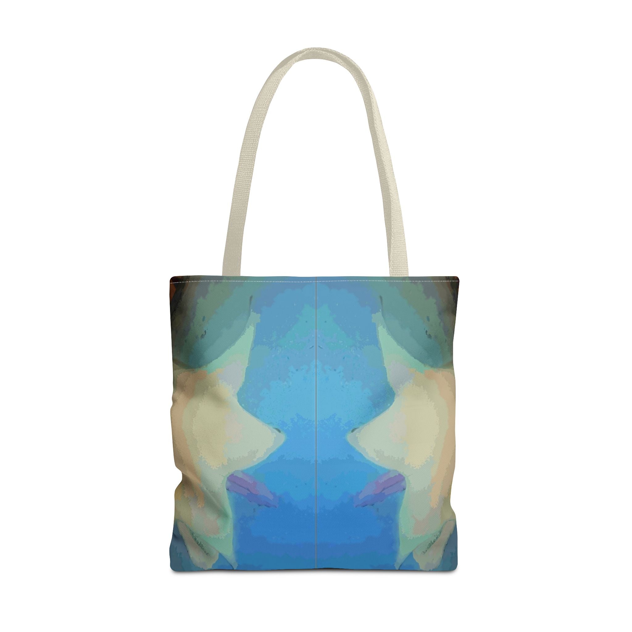 Abstract Blue Mirror Tote Bag – Artistic All-Over Print Beach & Everyday Tote