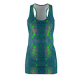 Teal Green Abstract Floral Racerback Dress — All-Over Print Women's Sundress