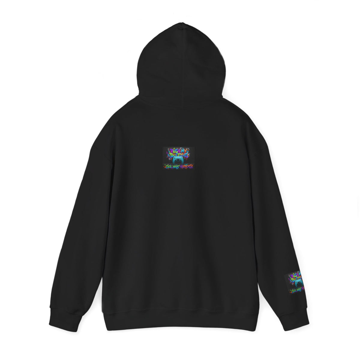 Gaming Hoodie — 'Push My Buttons' Colorful Controller Graphic