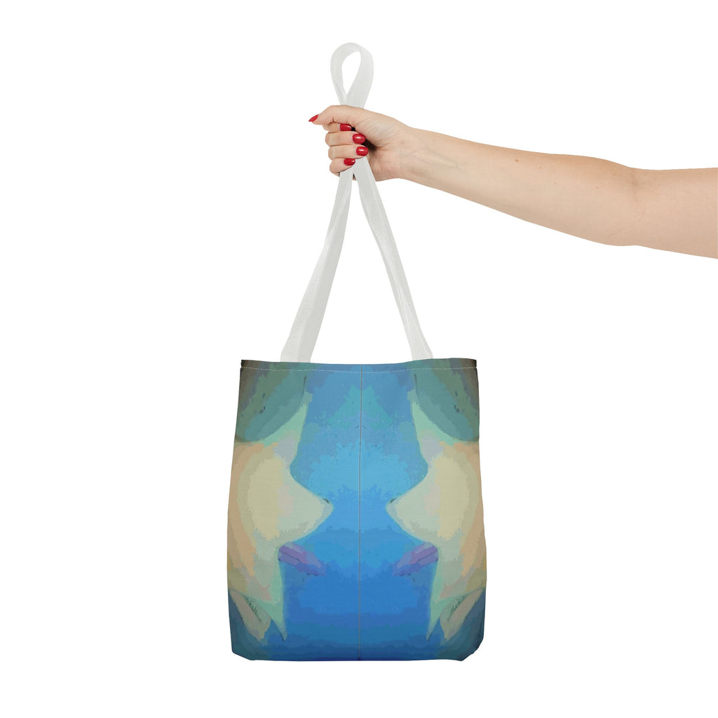 Abstract Blue Mirror Tote Bag – Artistic All-Over Print Beach & Everyday Tote