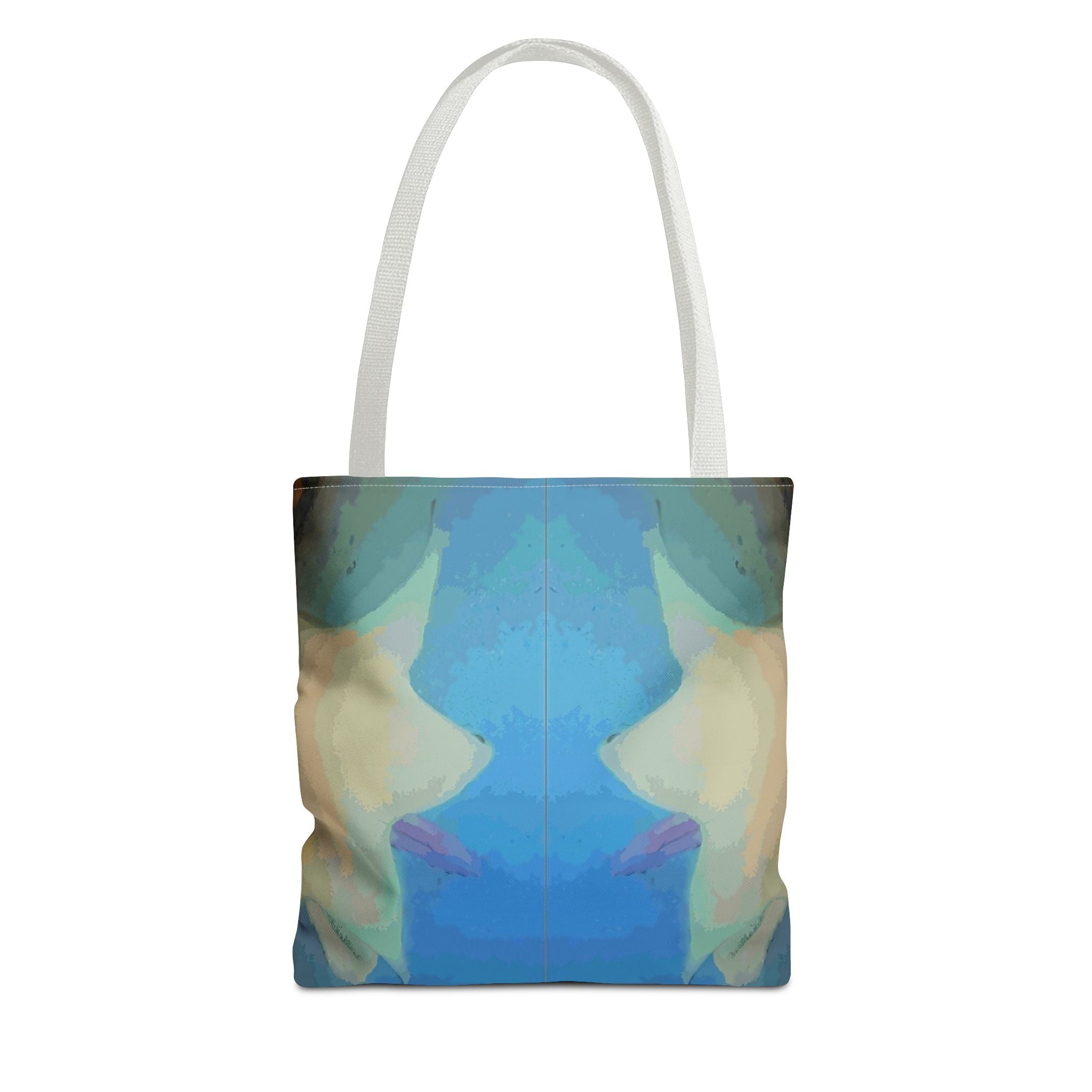 Abstract Blue Mirror Tote Bag – Artistic All-Over Print Beach & Everyday Tote