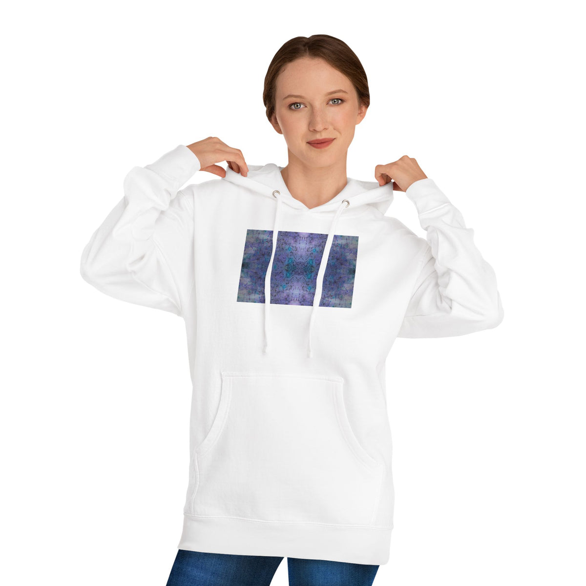 Galaxy Tile Hoodie — Abstract Purple Blue Space Graphic Hooded Sweatshirt