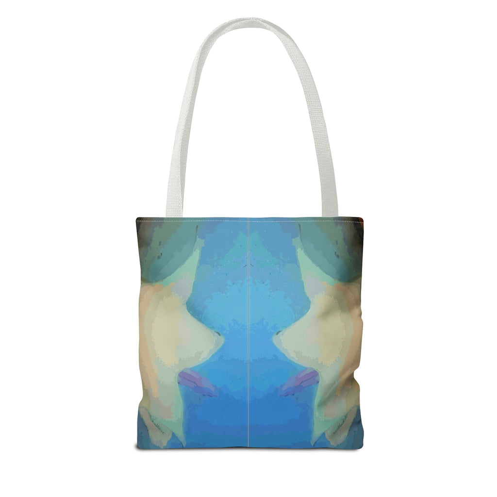 Abstract Blue Mirror Tote Bag – Artistic All-Over Print Beach & Everyday Tote