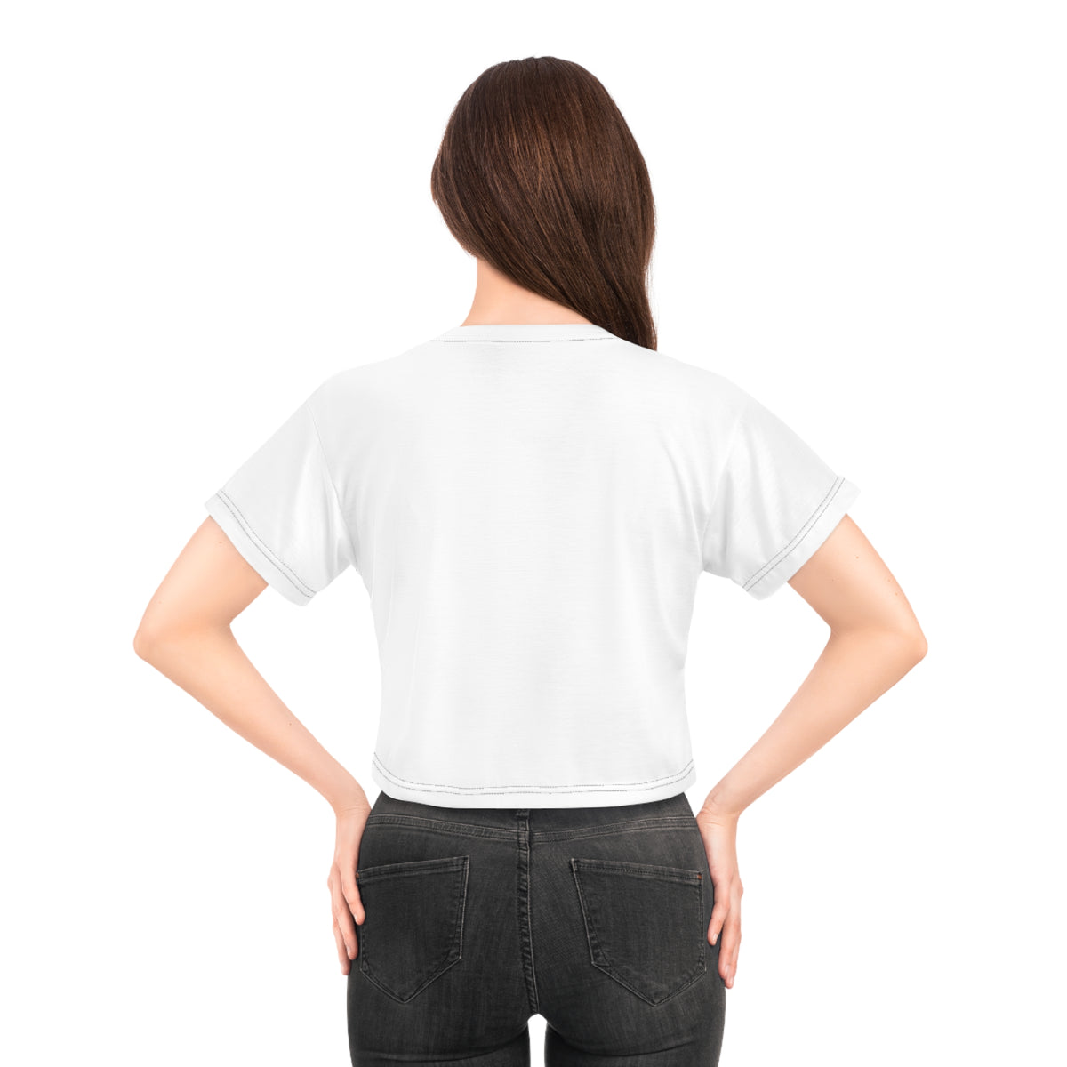 Green Mosaic Crop Tee — Symmetrical Floral Abstract Pattern