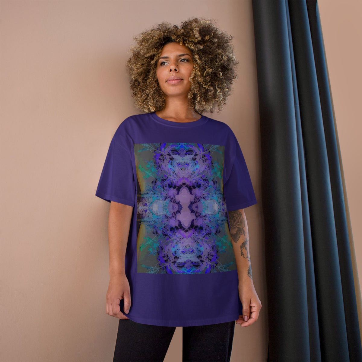 Abstract Kaleidoscope Tee — Purple Blue Symmetry Graphic T-Shirt