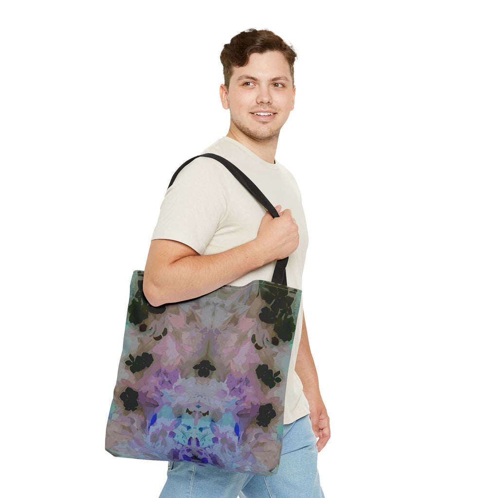 Floral Watercolor Mirror-Print Tote Bag — Pastel Bloom All-Over Print