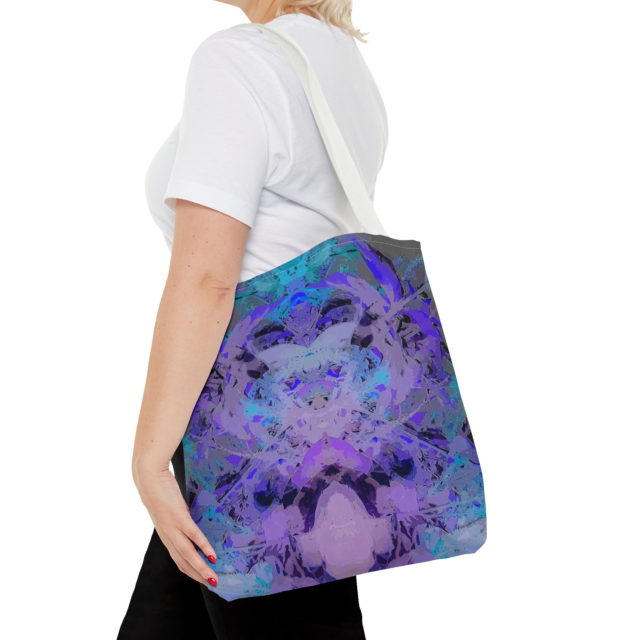 Abstract Purple Blue Mandala Tote Bag — Psychedelic Art AOP Carryall
