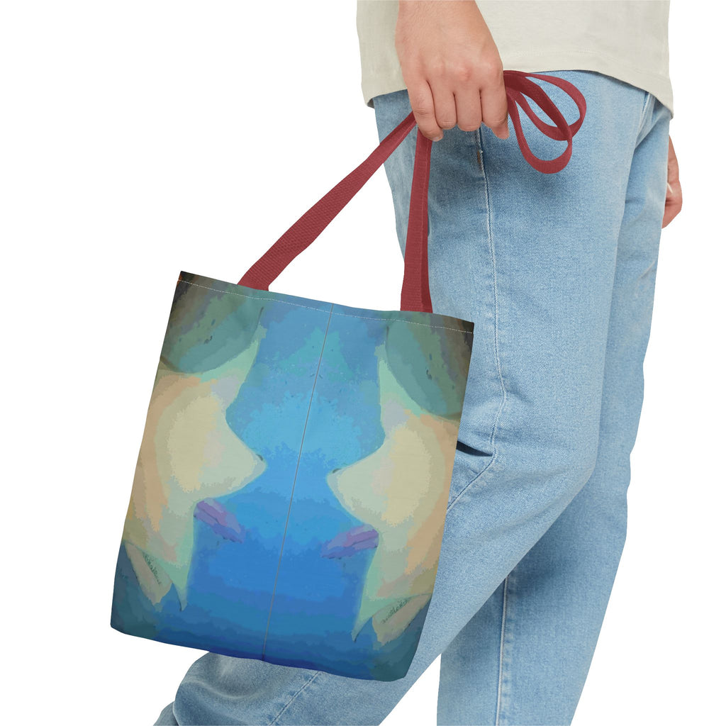 Abstract Blue Mirror Tote Bag – Artistic All-Over Print Beach & Everyday Tote