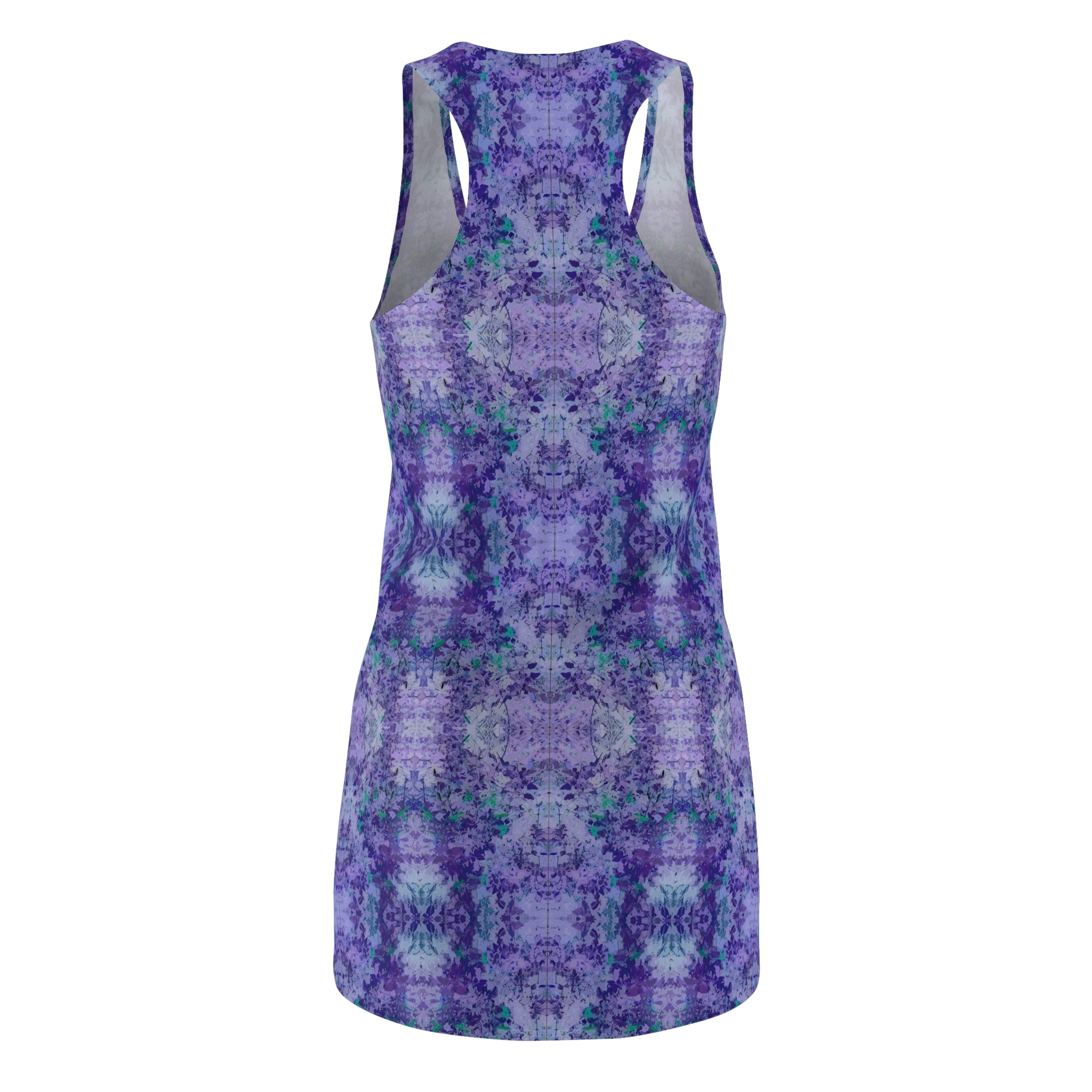 Purple Tie-Dye Racerback Dress — Boho Floral All-Over Print