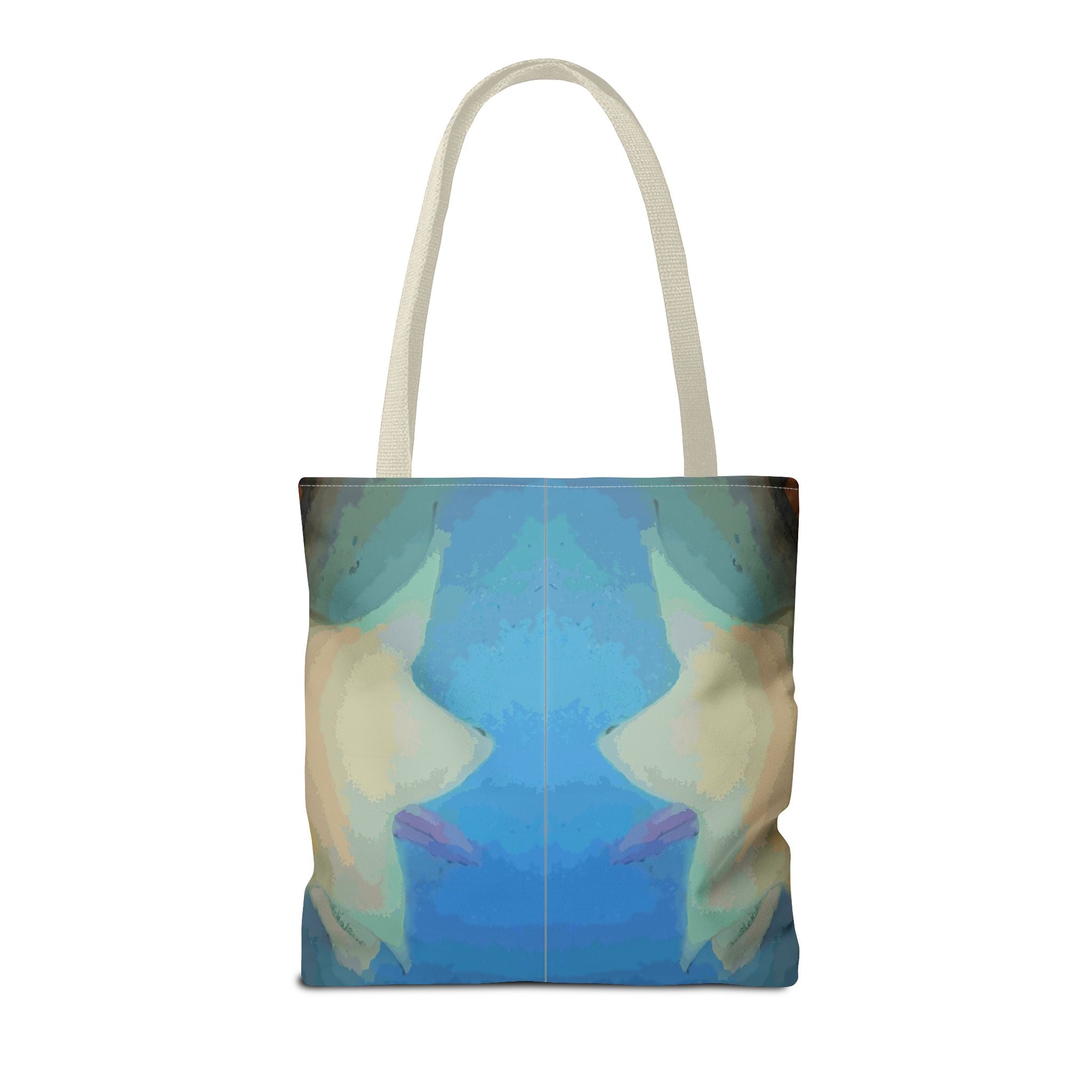Abstract Blue Mirror Tote Bag – Artistic All-Over Print Beach & Everyday Tote