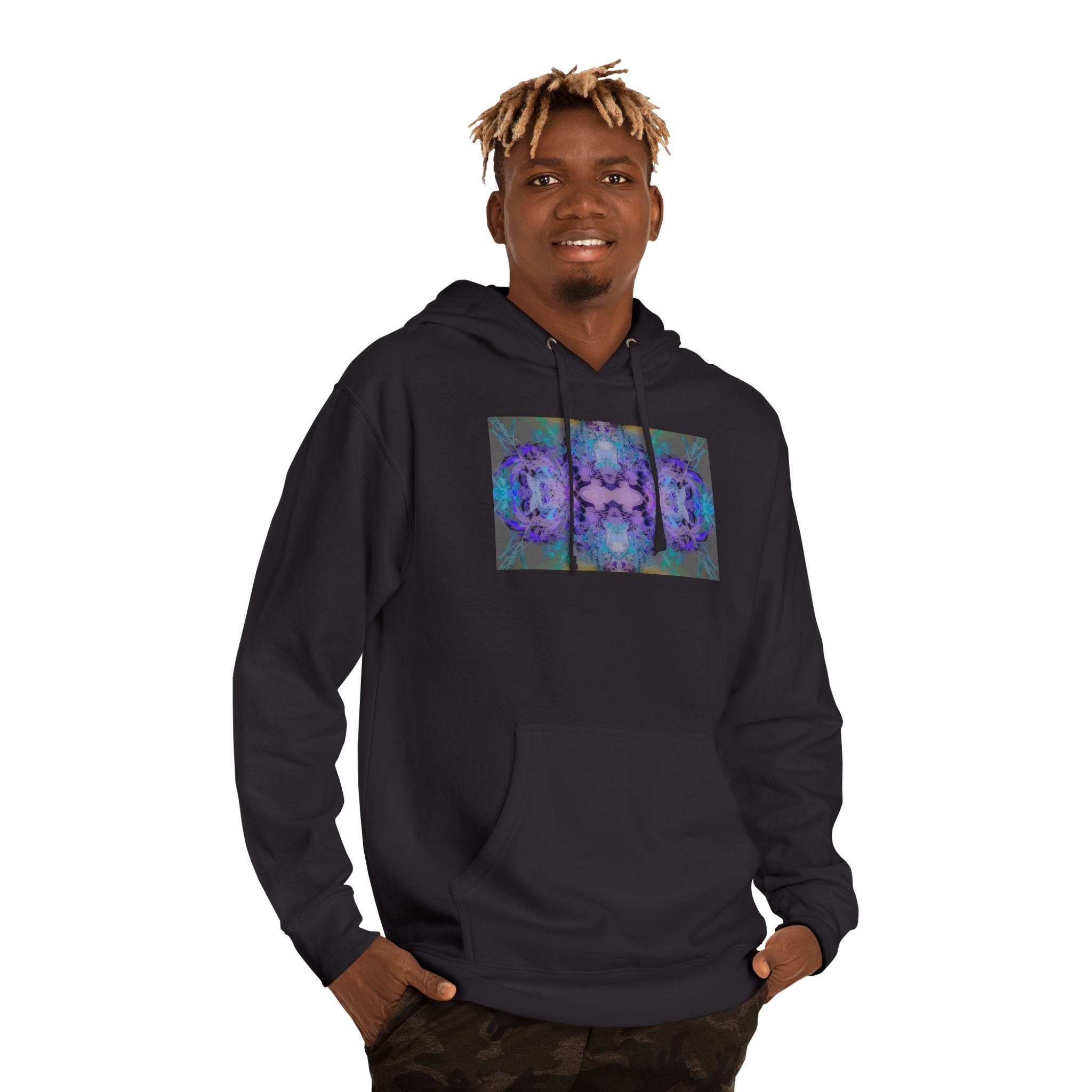 Psychedelic Kaleidoscope Hoodie — Abstract Purple Blue Art Sweatshirt