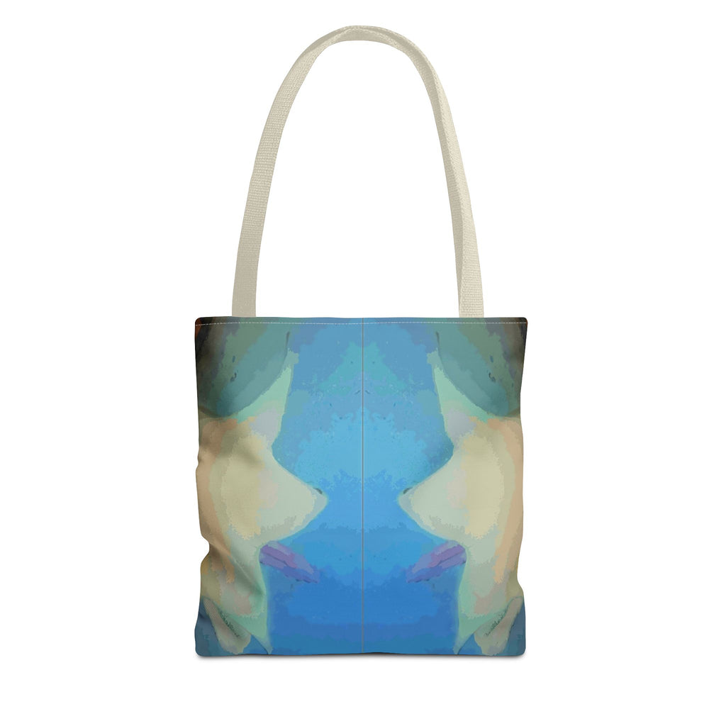 Abstract Blue Mirror Tote Bag – Artistic All-Over Print Beach & Everyday Tote