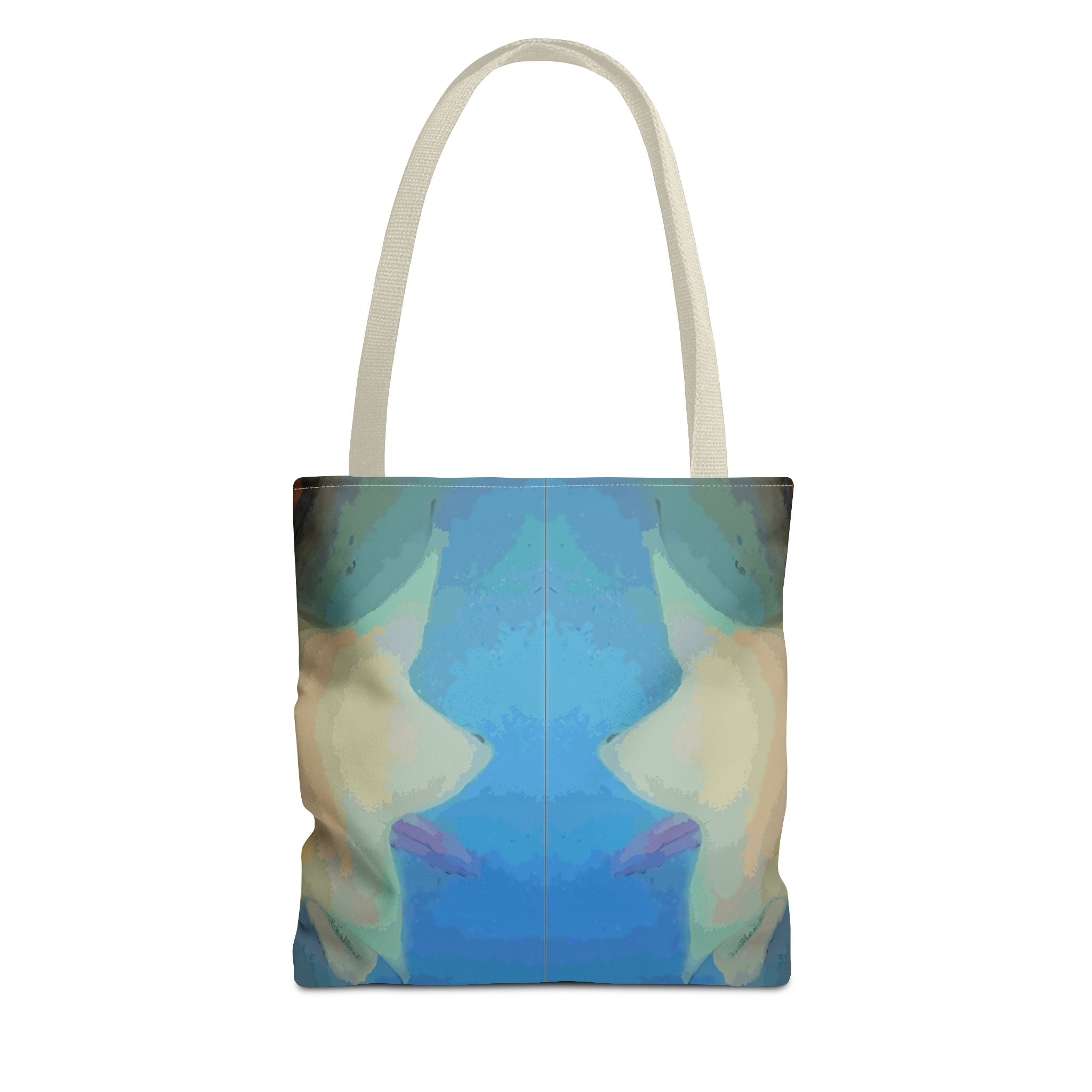 Abstract Blue Mirror Tote Bag – Artistic All-Over Print Beach & Everyday Tote