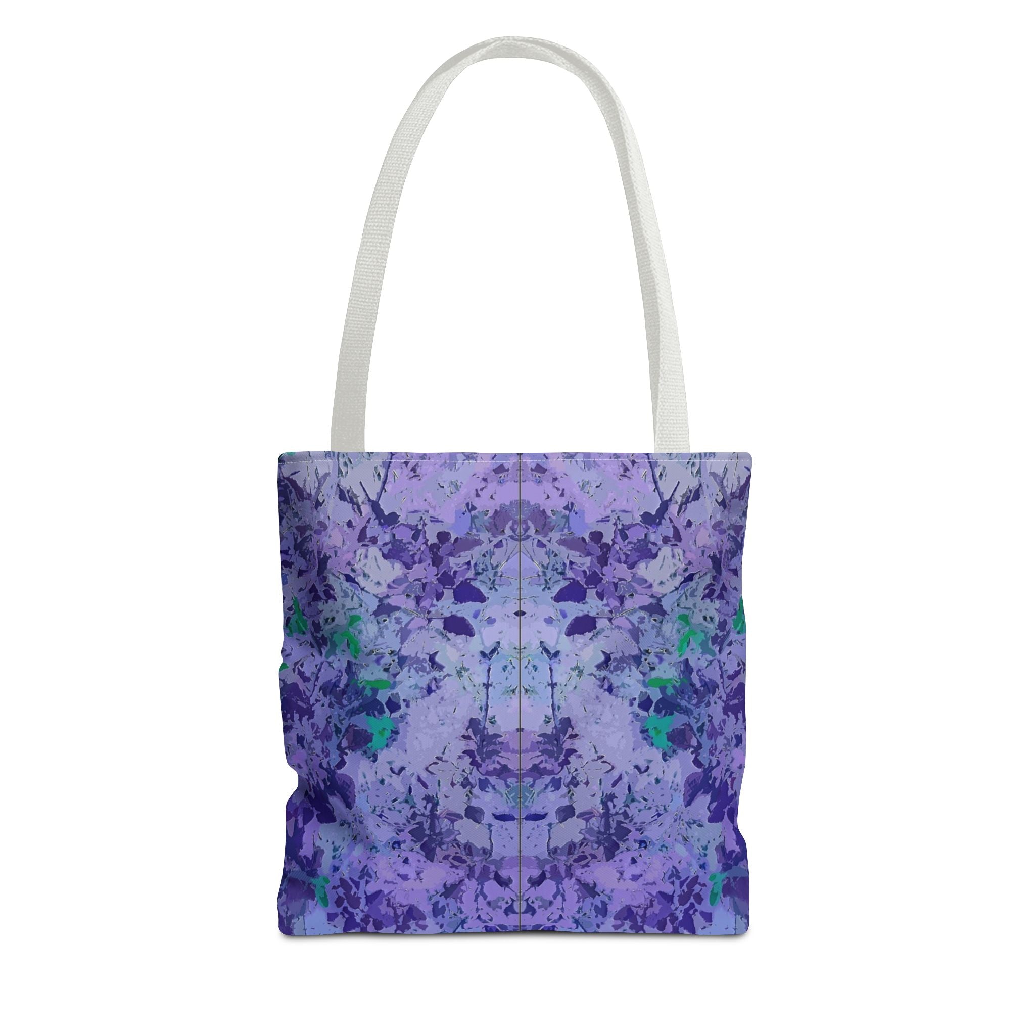 Purple Tie-Dye Tote Bag — Abstract Floral Pattern All-Over Print