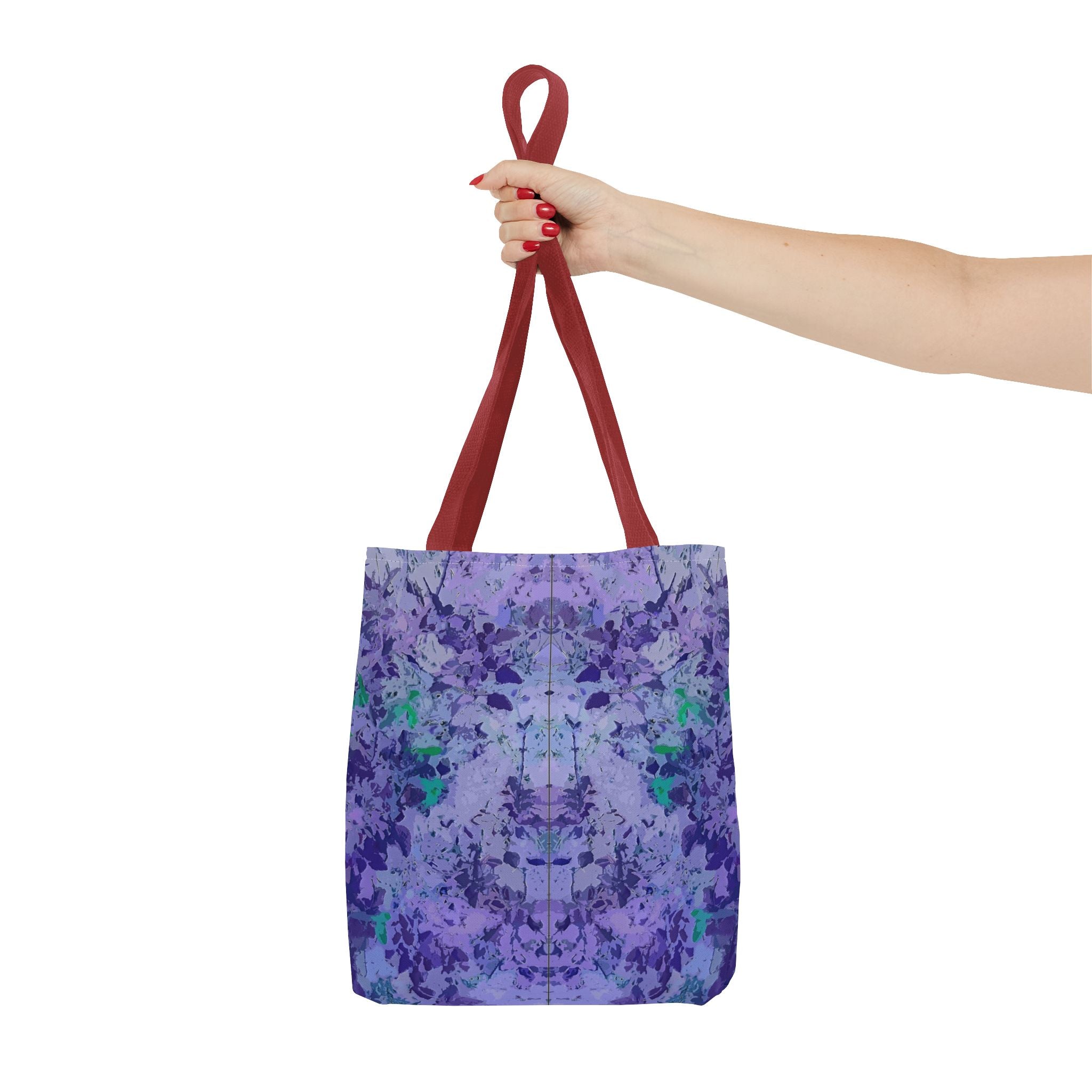 Purple Tie-Dye Tote Bag — Abstract Floral Pattern All-Over Print