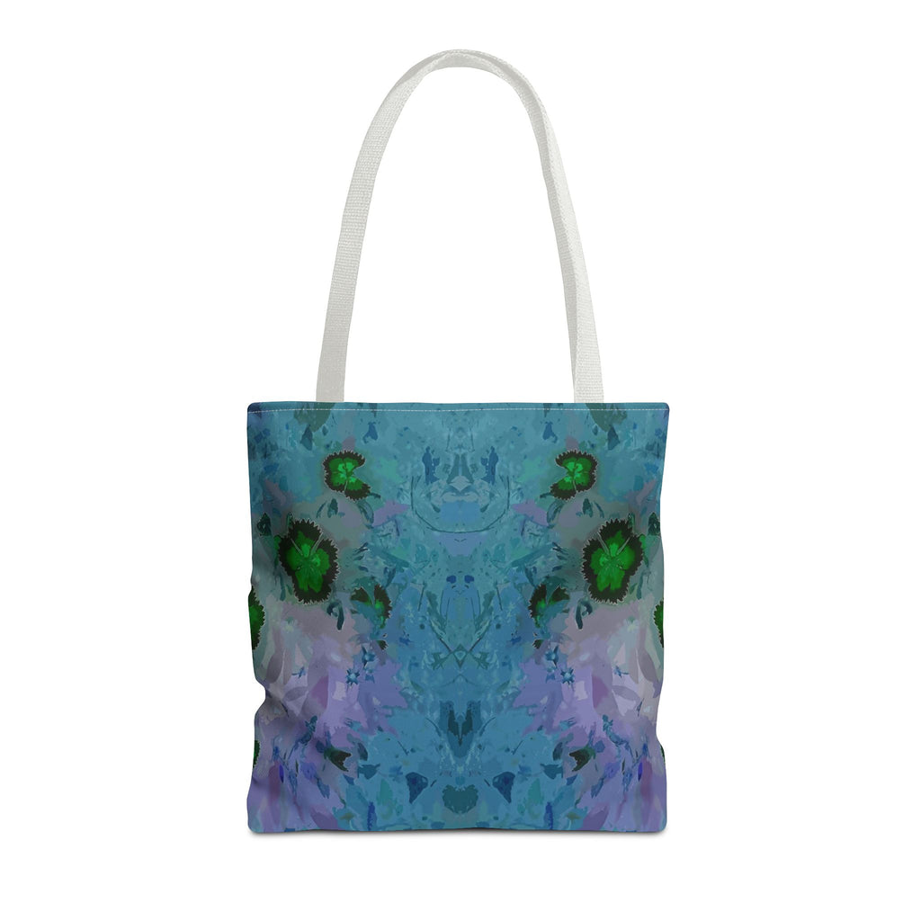 Abstract Blue-Green Art Tote Bag – All-Over Print Floral Kaleidoscope