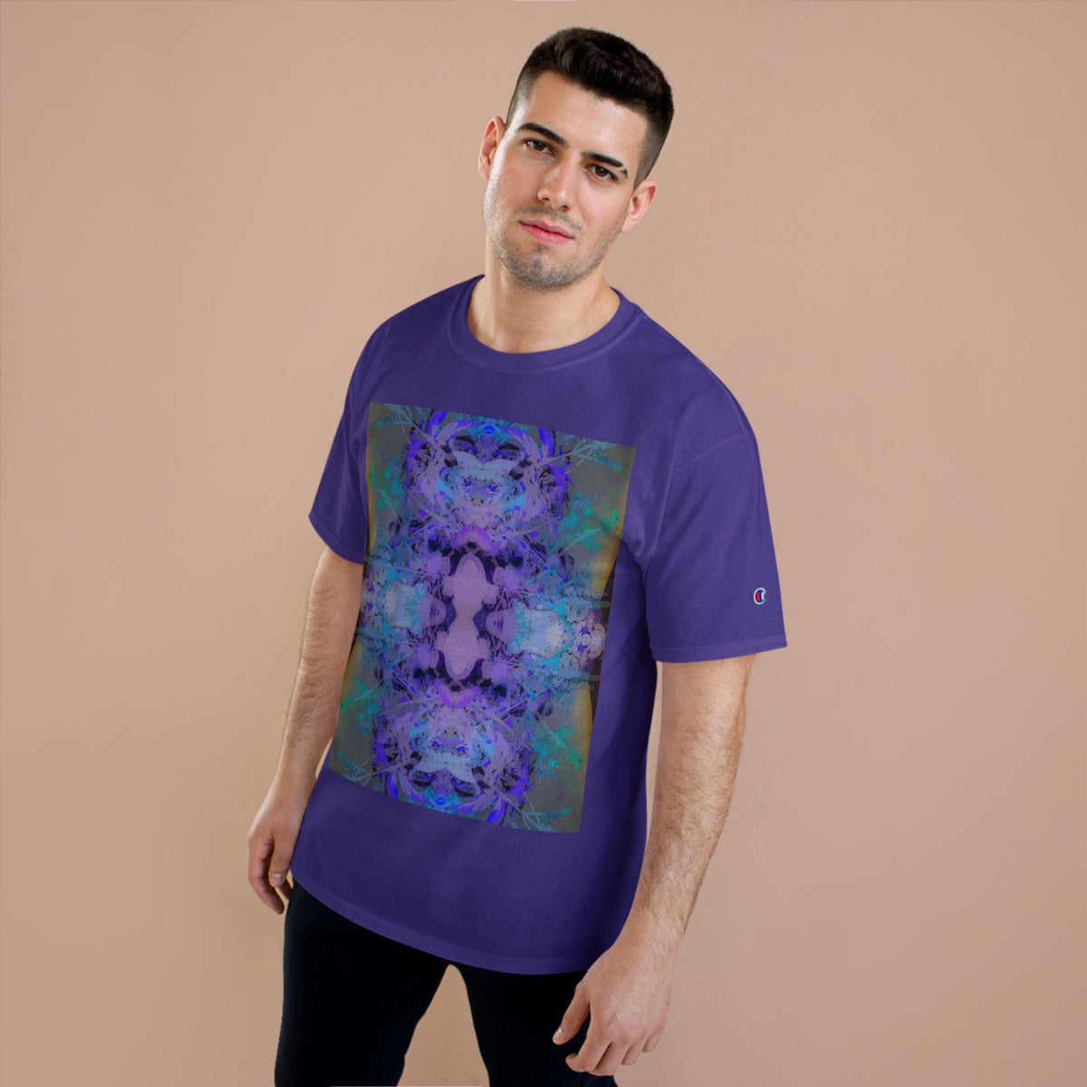 Abstract Kaleidoscope Tee — Purple Blue Symmetry Graphic T-Shirt