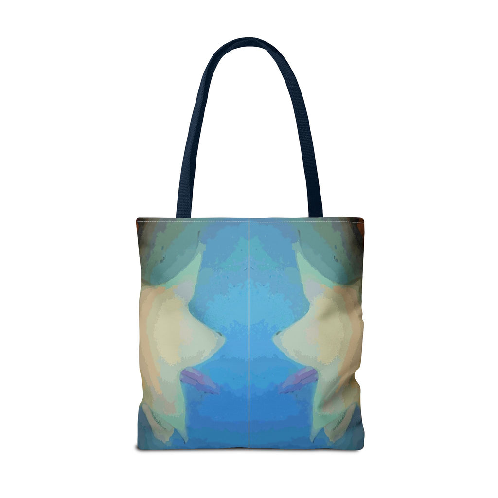 Abstract Blue Mirror Tote Bag – Artistic All-Over Print Beach & Everyday Tote