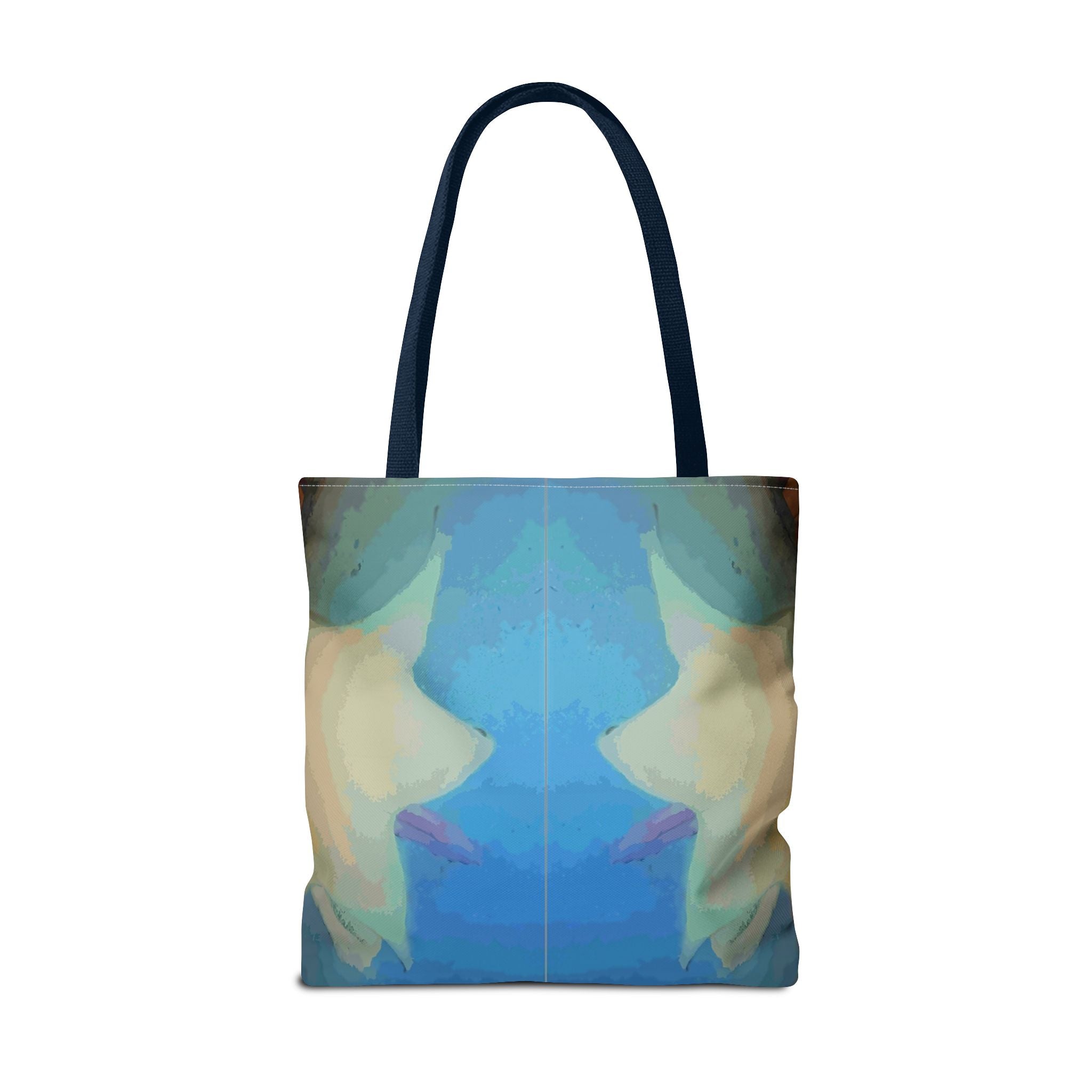 Abstract Blue Mirror Tote Bag – Artistic All-Over Print Beach & Everyday Tote
