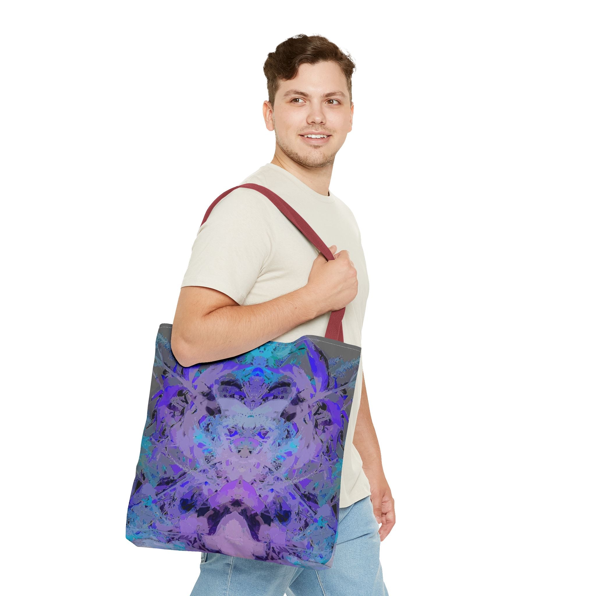 Abstract Purple Blue Mandala Tote Bag — Psychedelic Art AOP Carryall