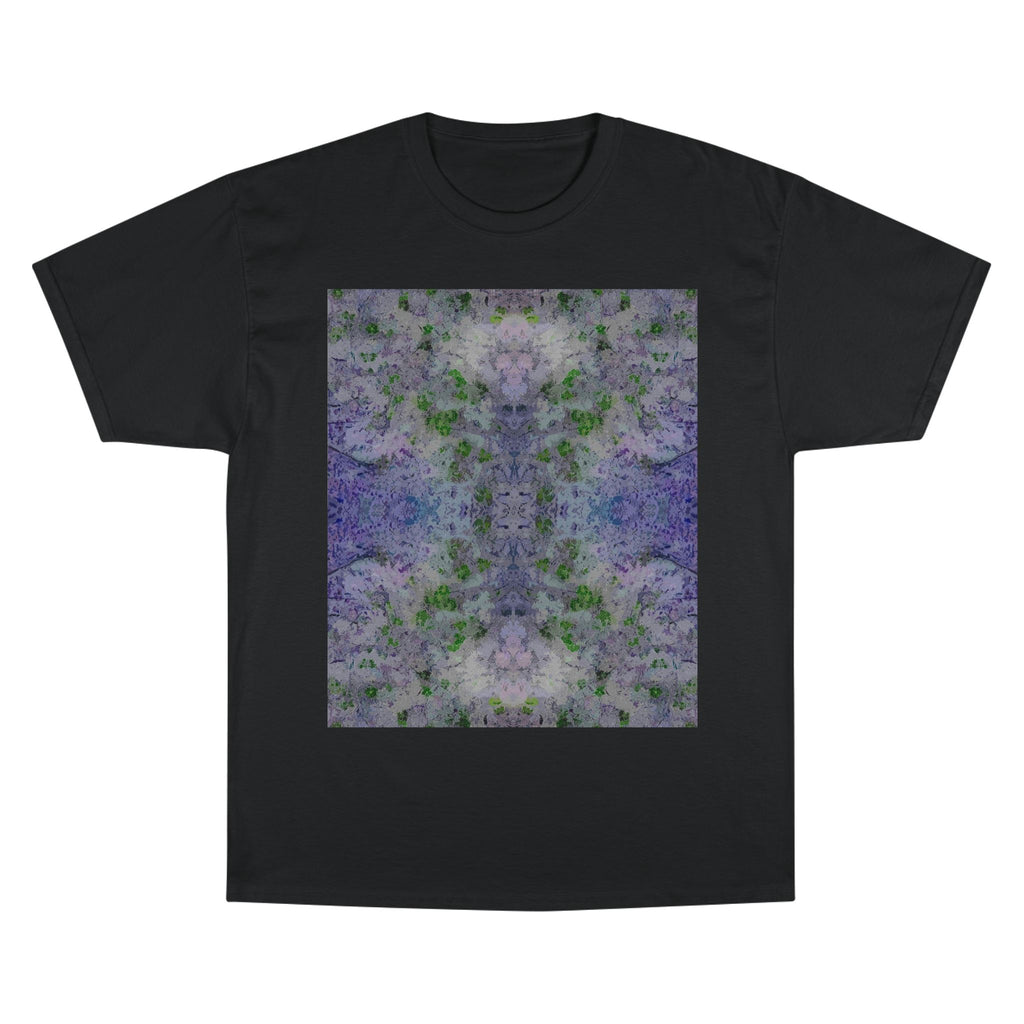 Abstract Floral Kaleidoscope T-Shirt — Purple Green Symmetry Print
