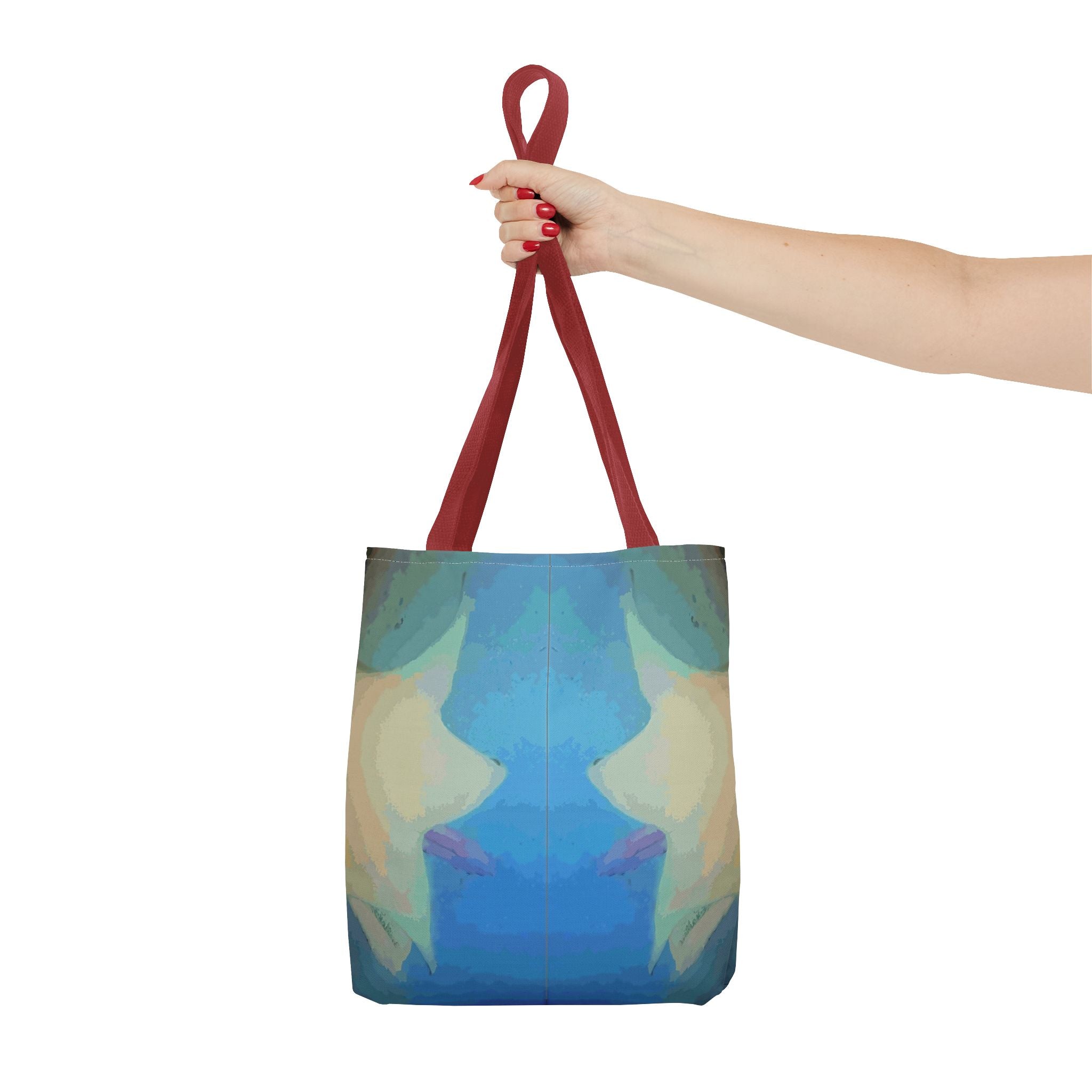 Abstract Blue Mirror Tote Bag – Artistic All-Over Print Beach & Everyday Tote