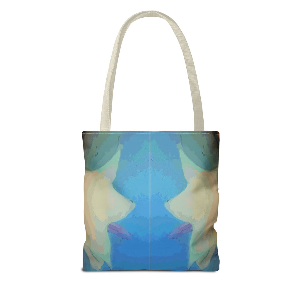 Abstract Blue Mirror Tote Bag – Artistic All-Over Print Beach & Everyday Tote