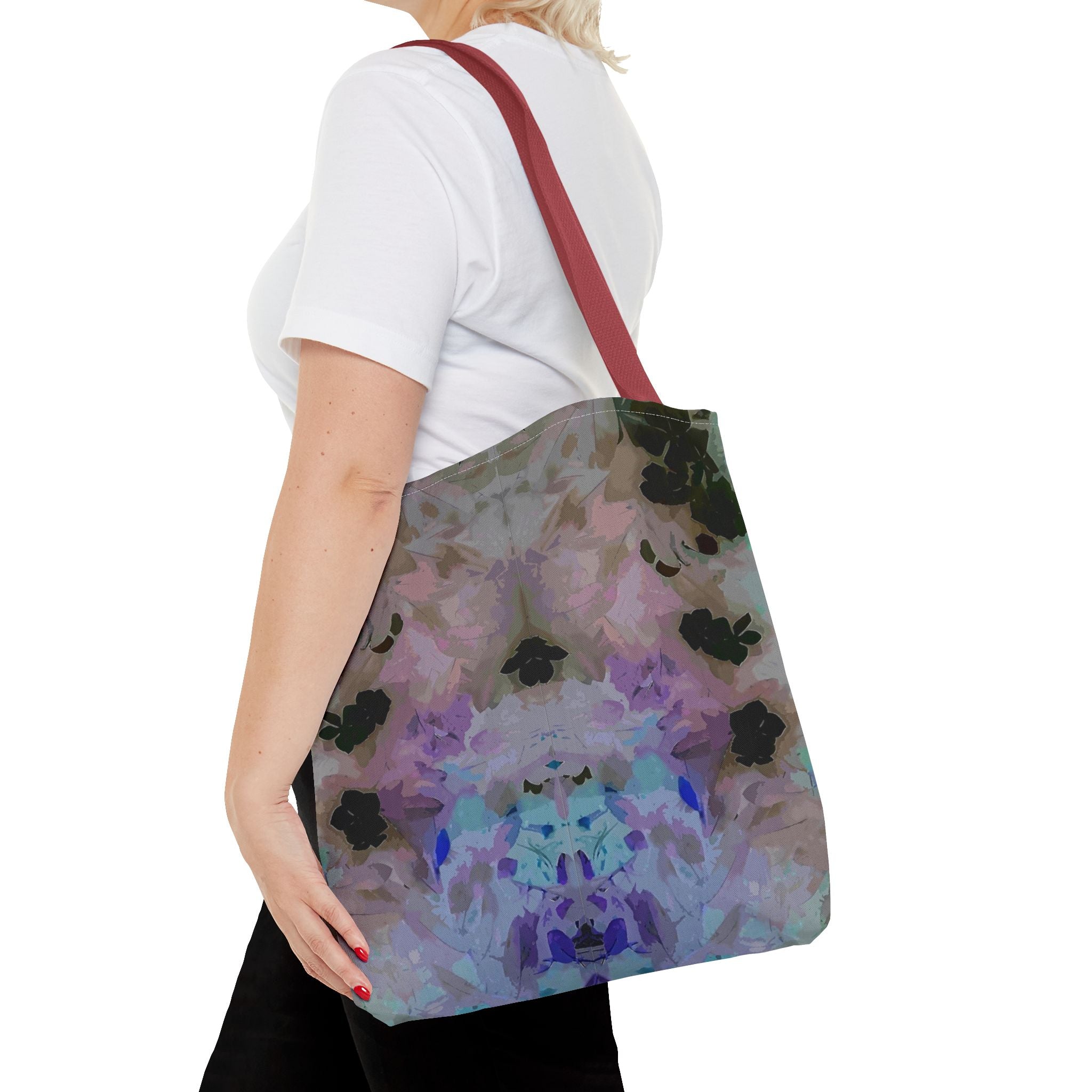 Floral Watercolor Mirror-Print Tote Bag — Pastel Bloom All-Over Print