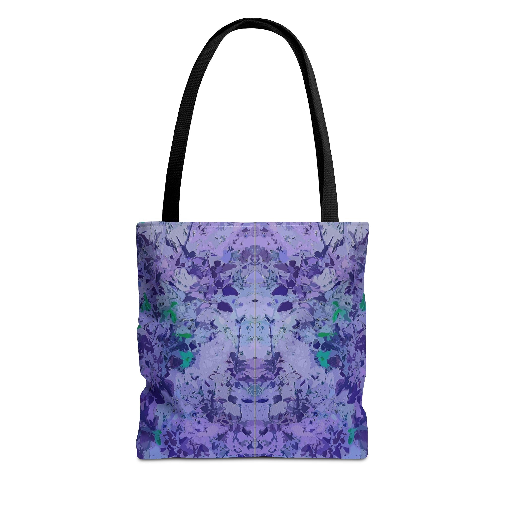 Purple Tie-Dye Tote Bag — Abstract Floral Pattern All-Over Print