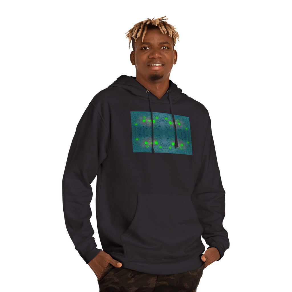Abstract Neon Geo Hoodie — Green Glowing Pattern Pullover