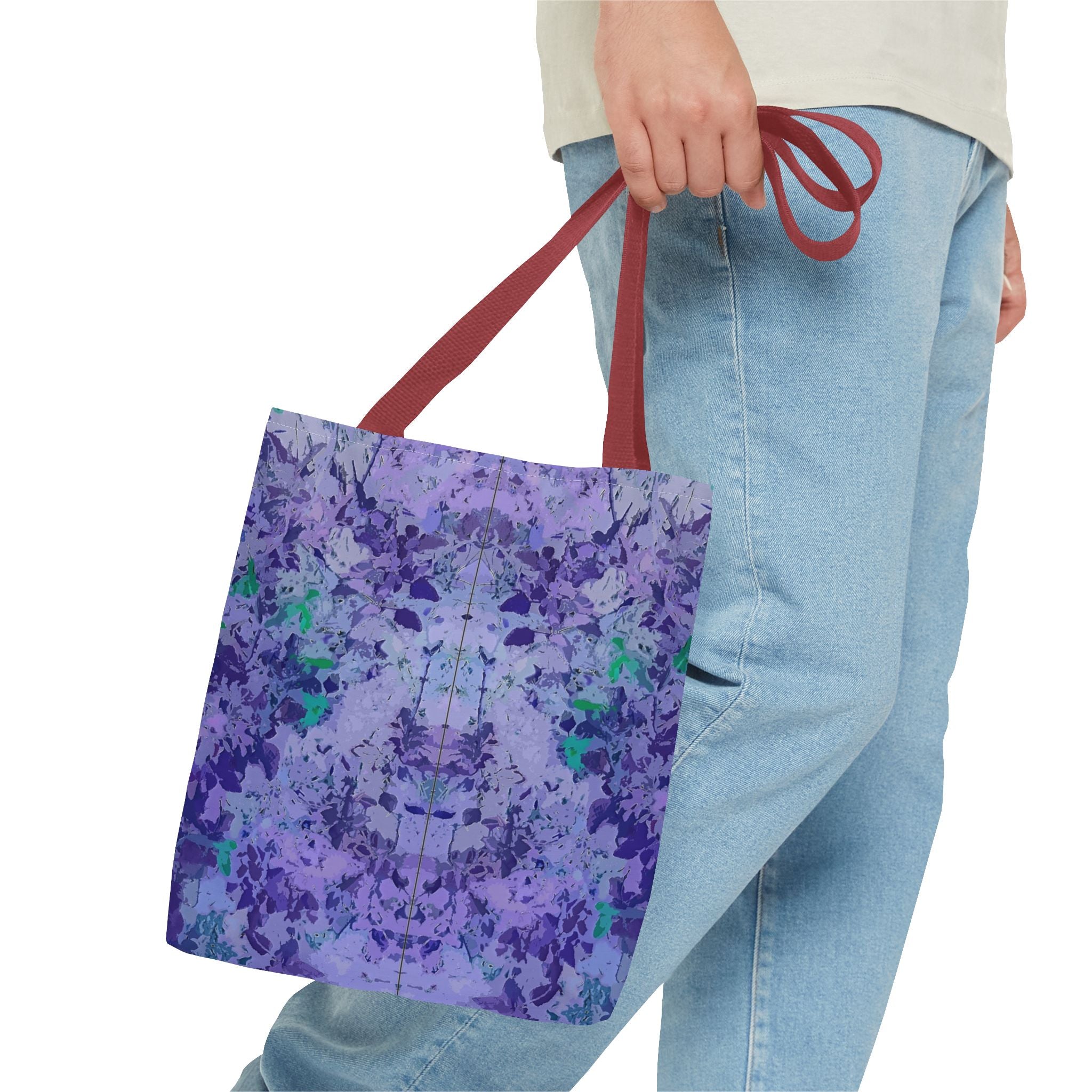 Purple Tie-Dye Tote Bag — Abstract Floral Pattern All-Over Print