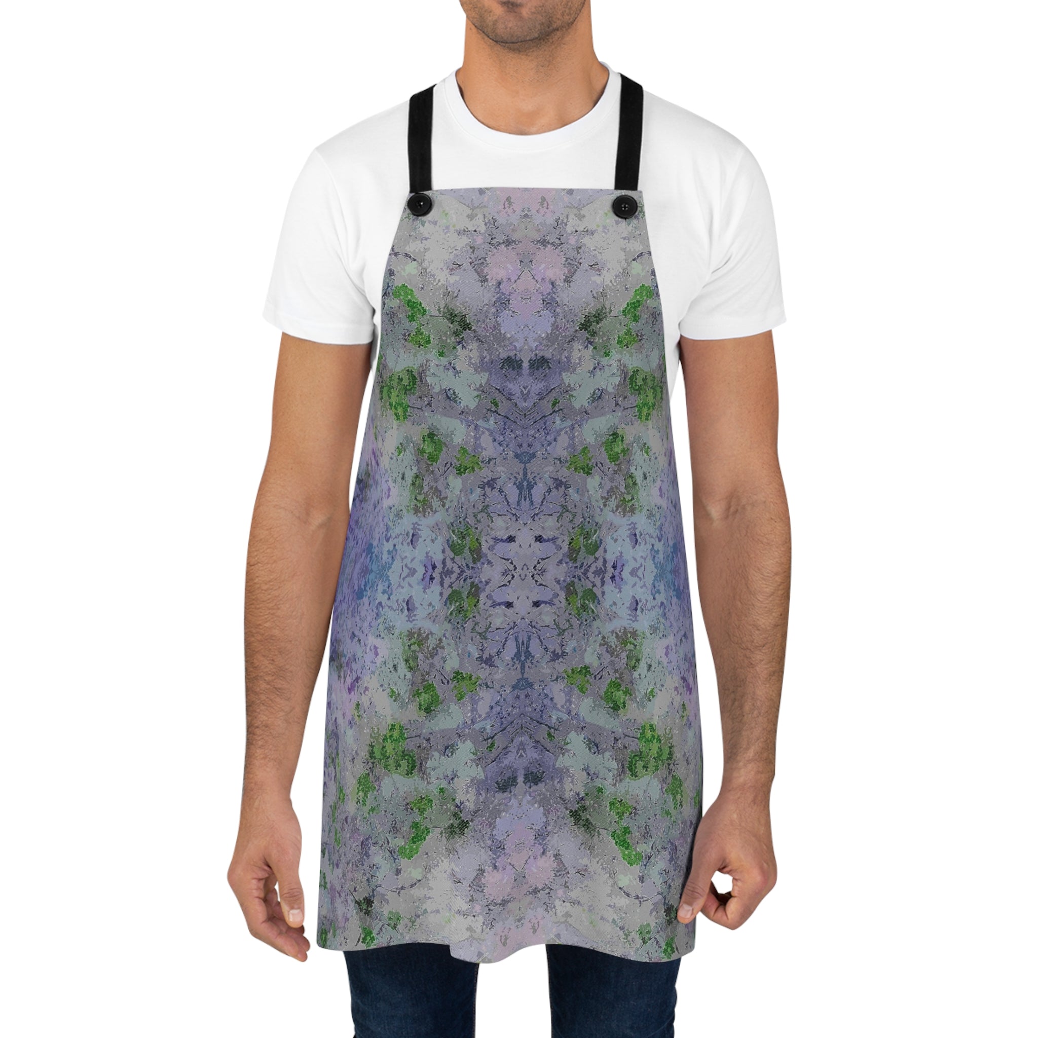 Tie-Dye Watercolor Apron — Pastel Purple & Green Kitchen Apron