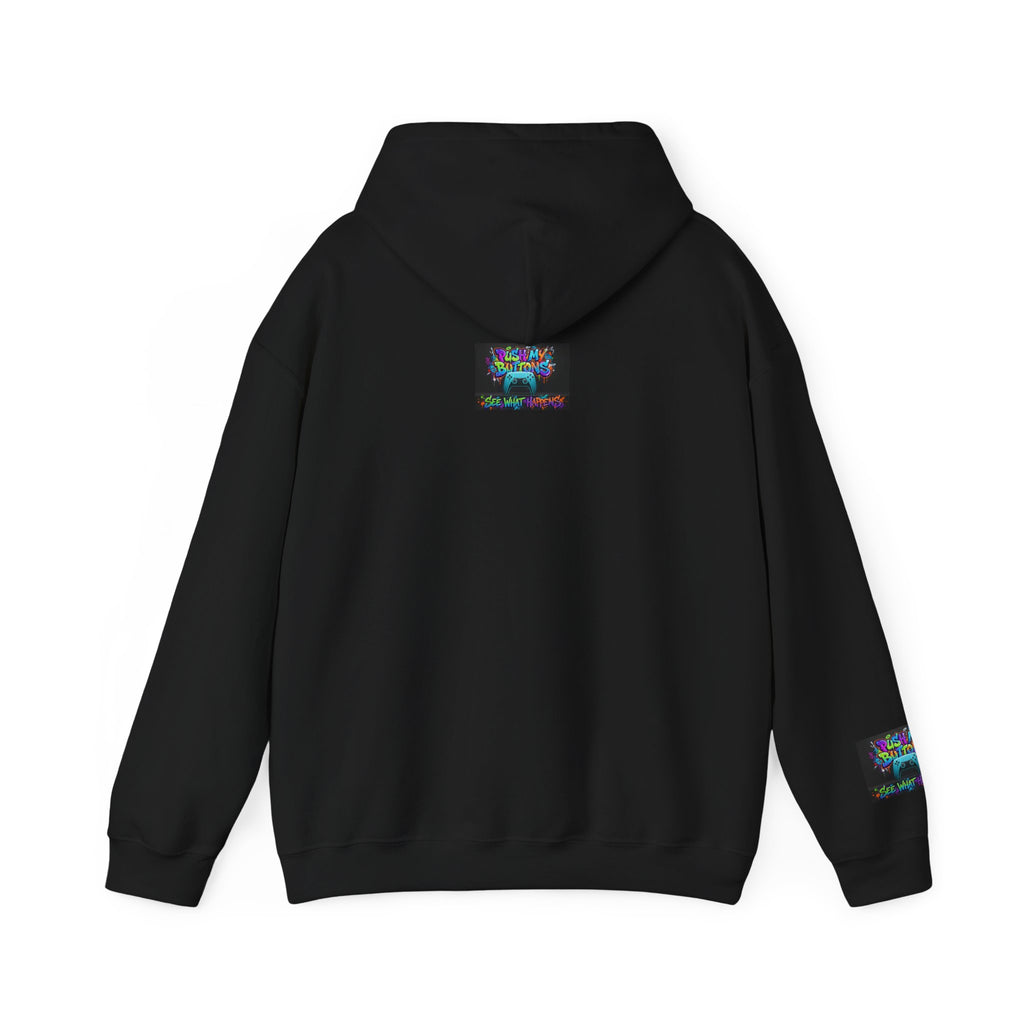 Gaming Hoodie — 'Push My Buttons' Colorful Controller Graphic