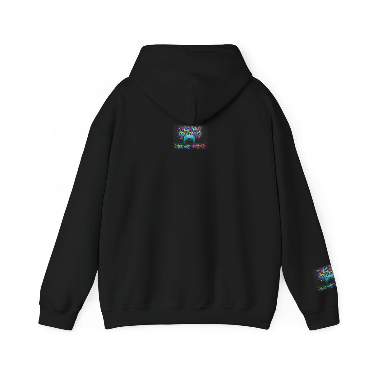 Gaming Hoodie — 'Push My Buttons' Colorful Controller Graphic