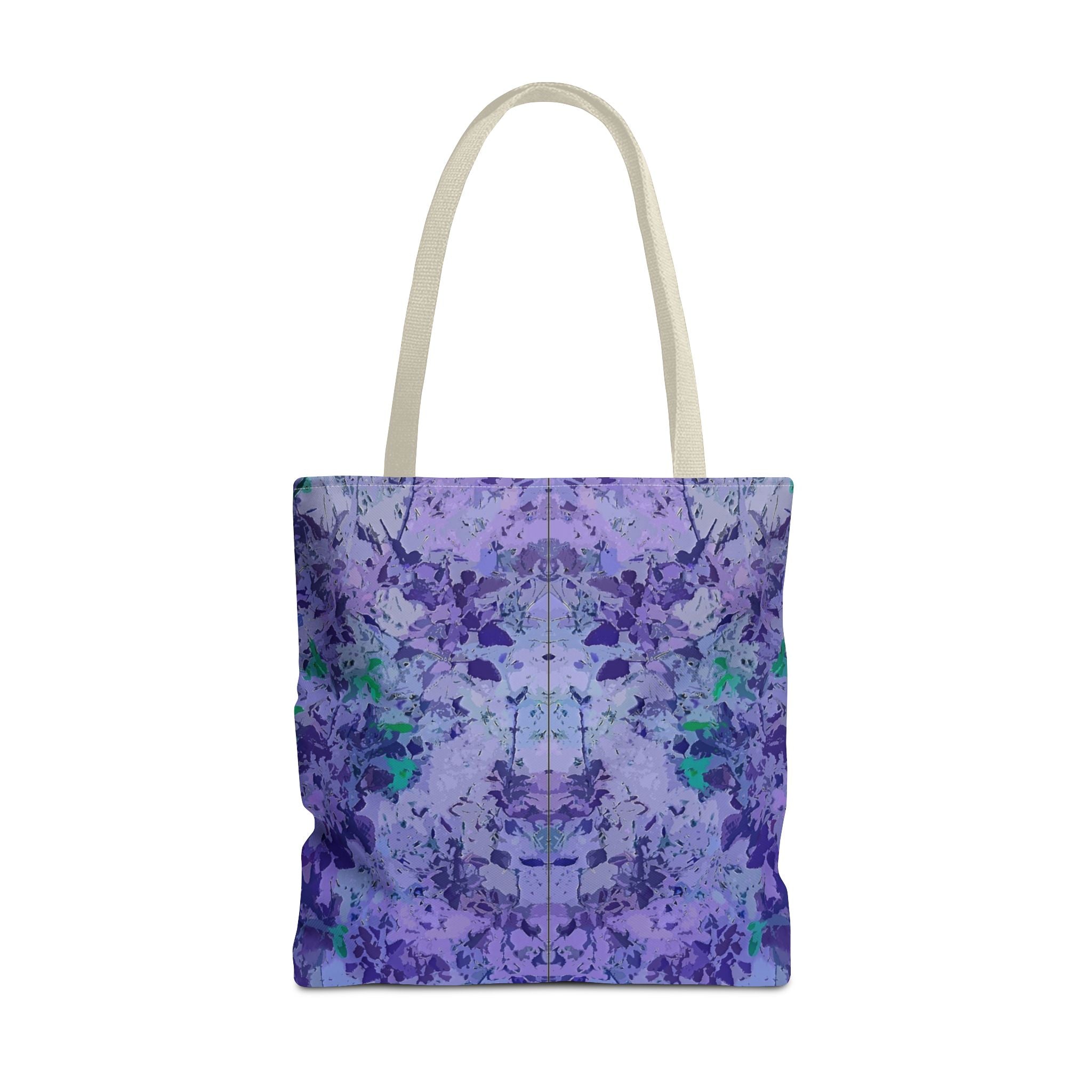 Purple Tie-Dye Tote Bag — Abstract Floral Pattern All-Over Print
