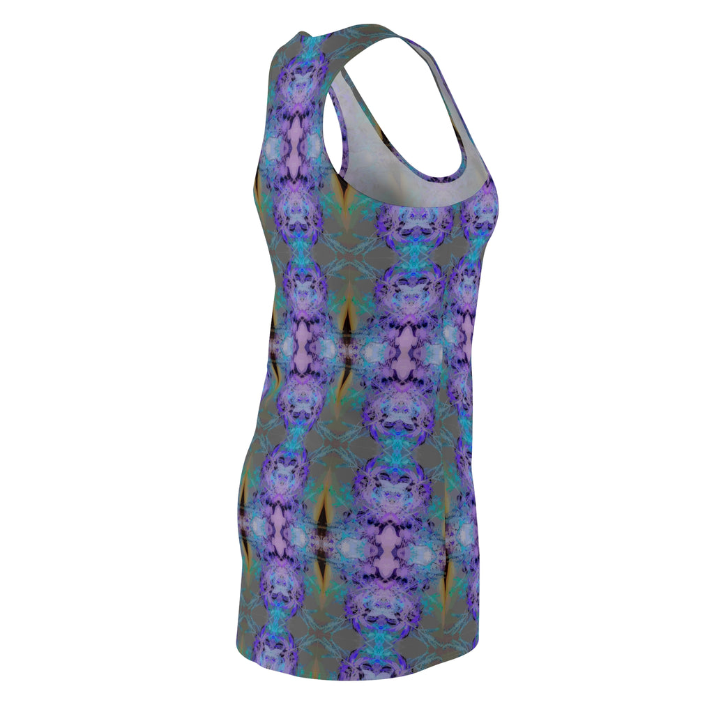 Kaleidoscope Floral Racerback Dress — Violet Blue All-Over Print