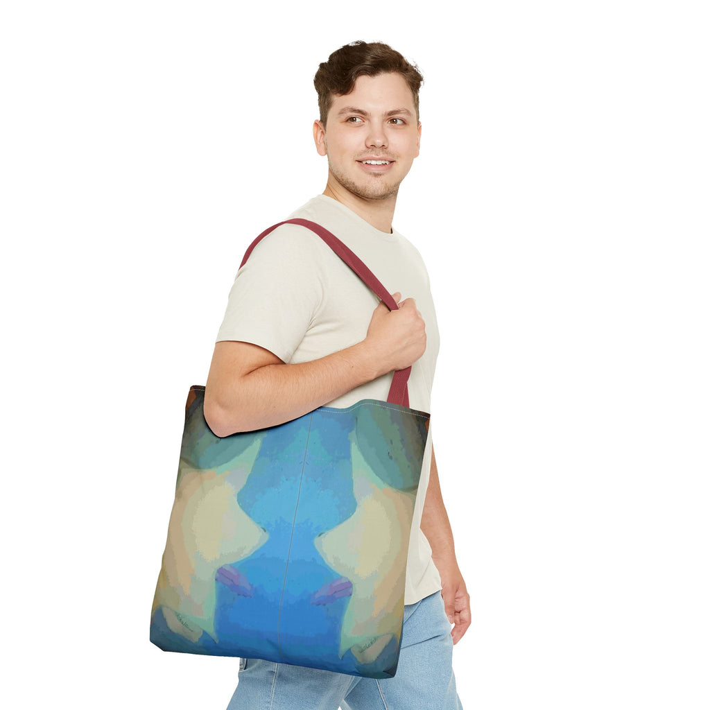 Abstract Blue Mirror Tote Bag – Artistic All-Over Print Beach & Everyday Tote