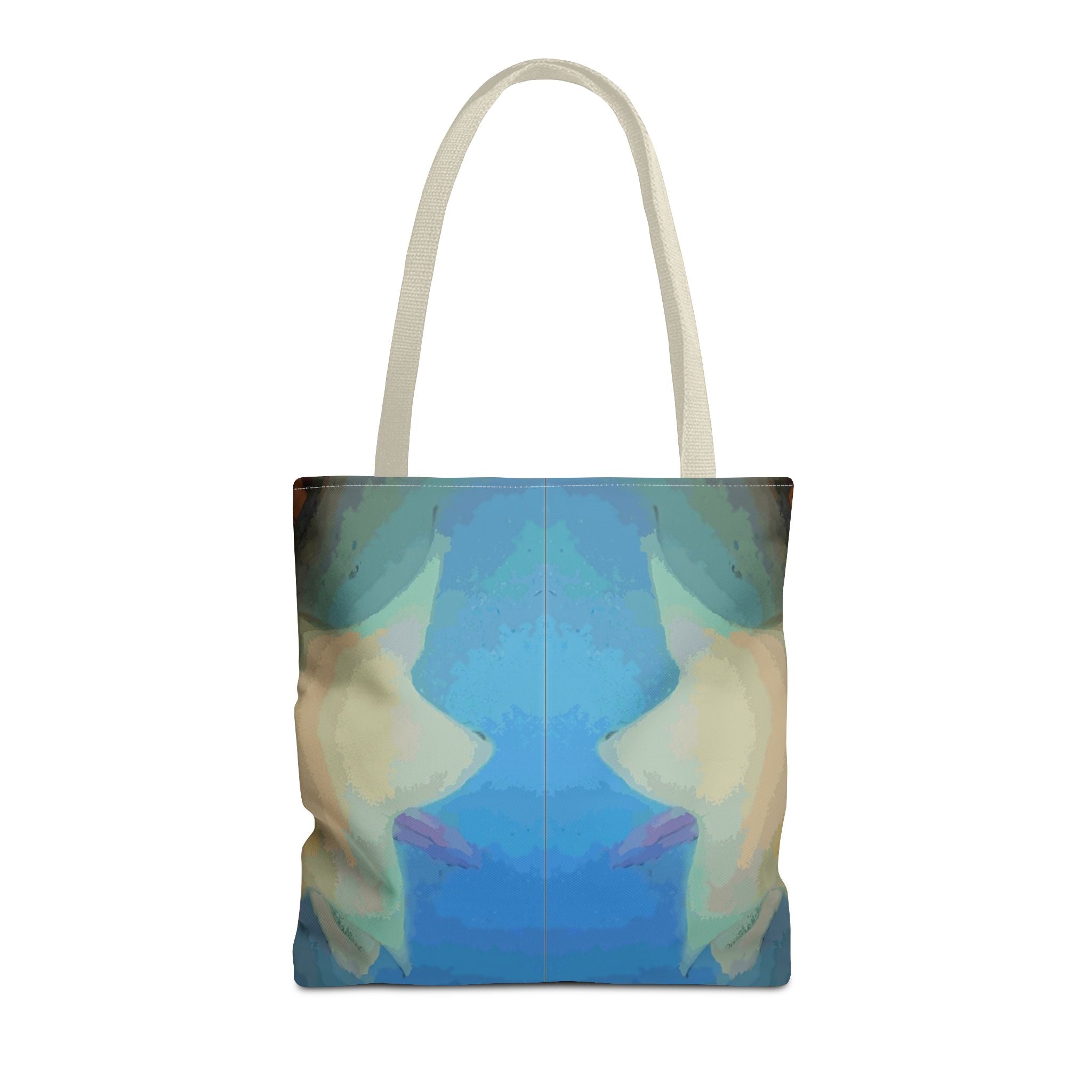Abstract Blue Mirror Tote Bag – Artistic All-Over Print Beach & Everyday Tote