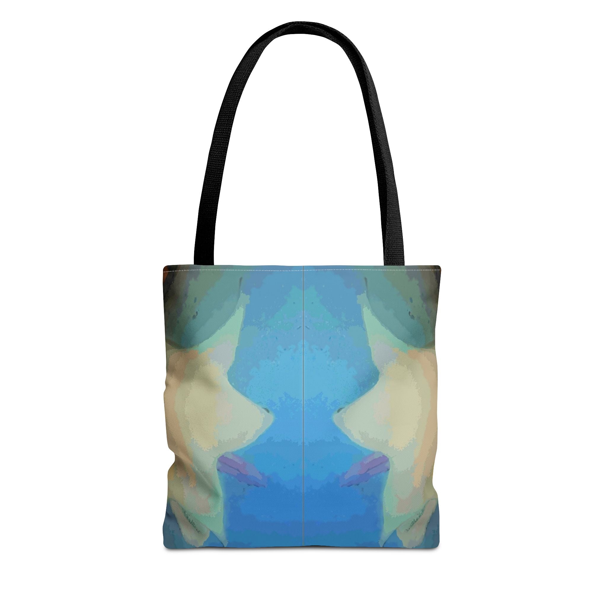 Abstract Blue Mirror Tote Bag – Artistic All-Over Print Beach & Everyday Tote