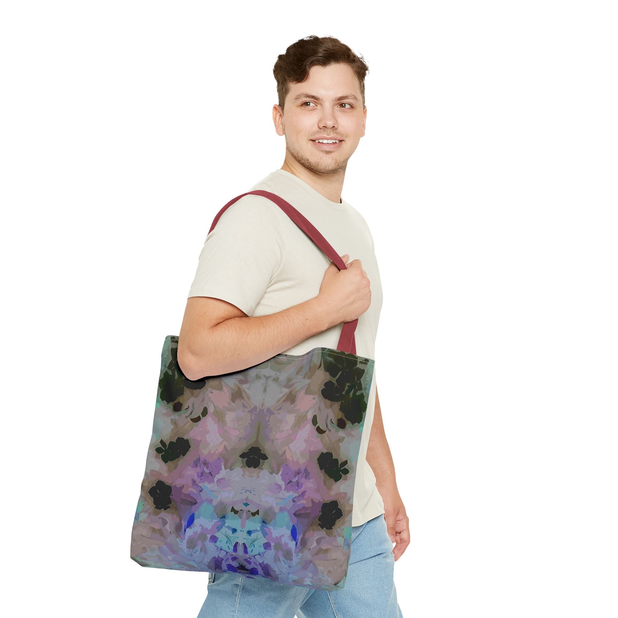 Floral Watercolor Mirror-Print Tote Bag — Pastel Bloom All-Over Print