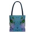 Abstract Blue-Green Art Tote Bag – All-Over Print Floral Kaleidoscope