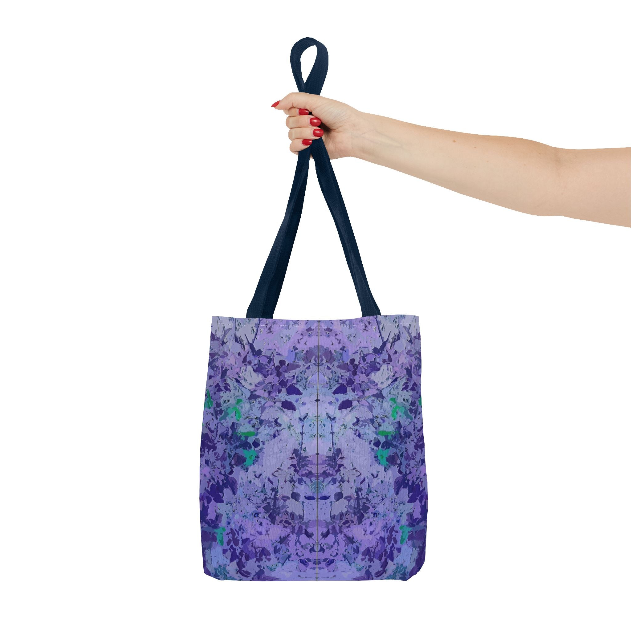 Purple Tie-Dye Tote Bag — Abstract Floral Pattern All-Over Print