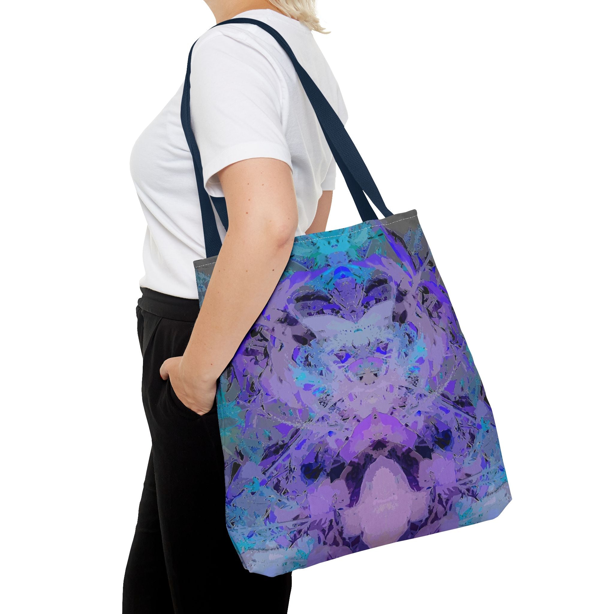Abstract Purple Blue Mandala Tote Bag — Psychedelic Art AOP Carryall
