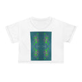 Green Mosaic Crop Tee — Symmetrical Floral Abstract Pattern
