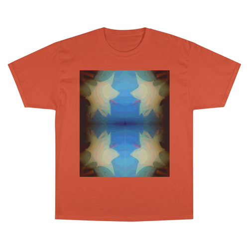Abstract Blue Floral T-Shirt — Symmetrical Kaleidoscope Art Tee