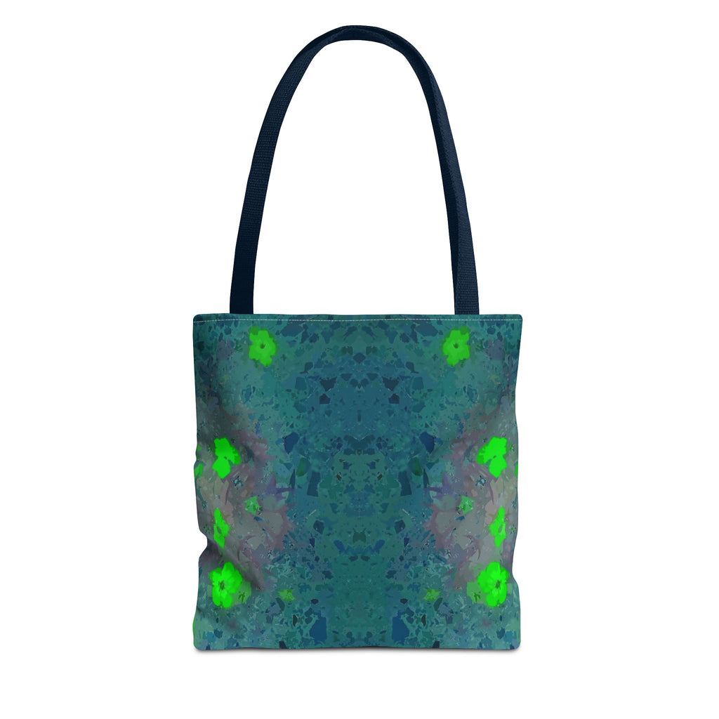 Teal Kaleidoscope Tote Bag — Abstract Green Floral All-Over Print