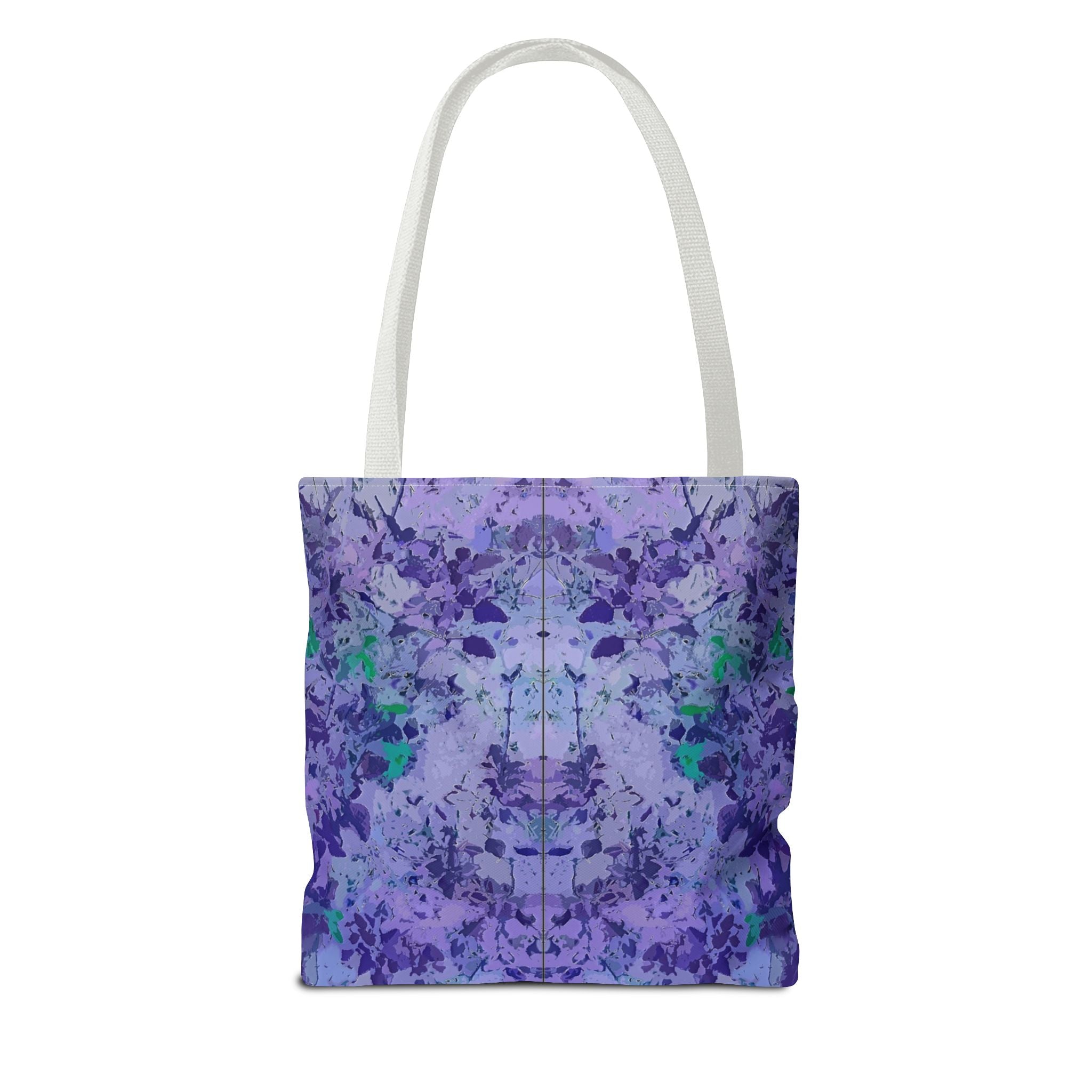 Purple Tie-Dye Tote Bag — Abstract Floral Pattern All-Over Print